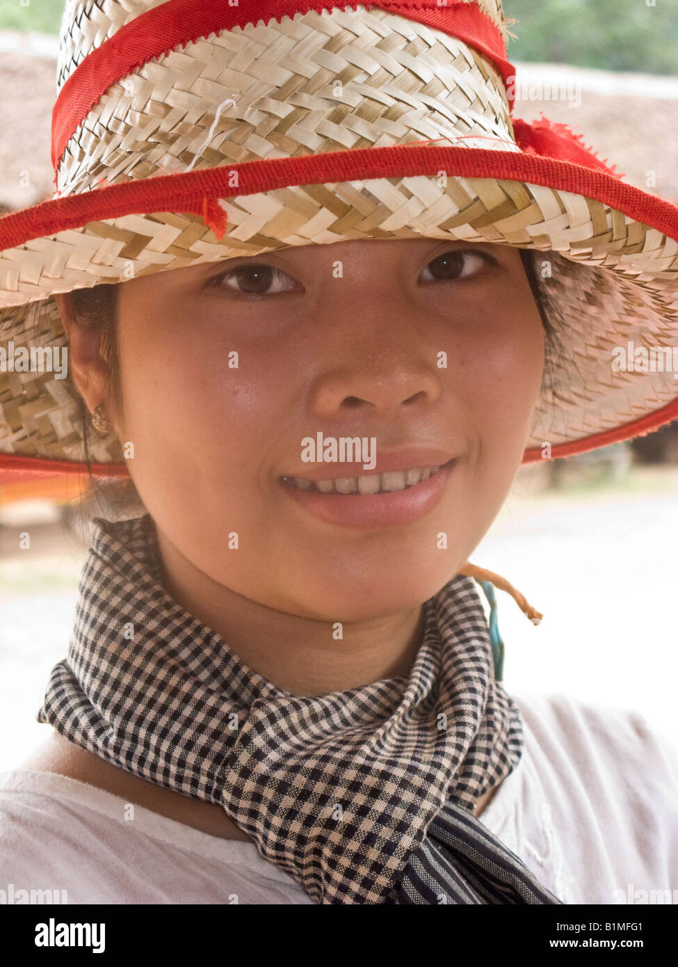 Nahaufnahme des Gesichts der kambodschanische Mädchen Stockfoto