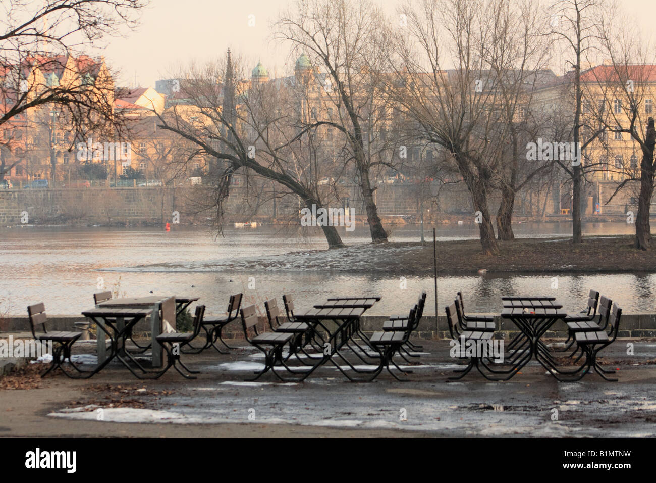 Winter auf Kampa Park in Prag, Tschechische Republik Stockfoto