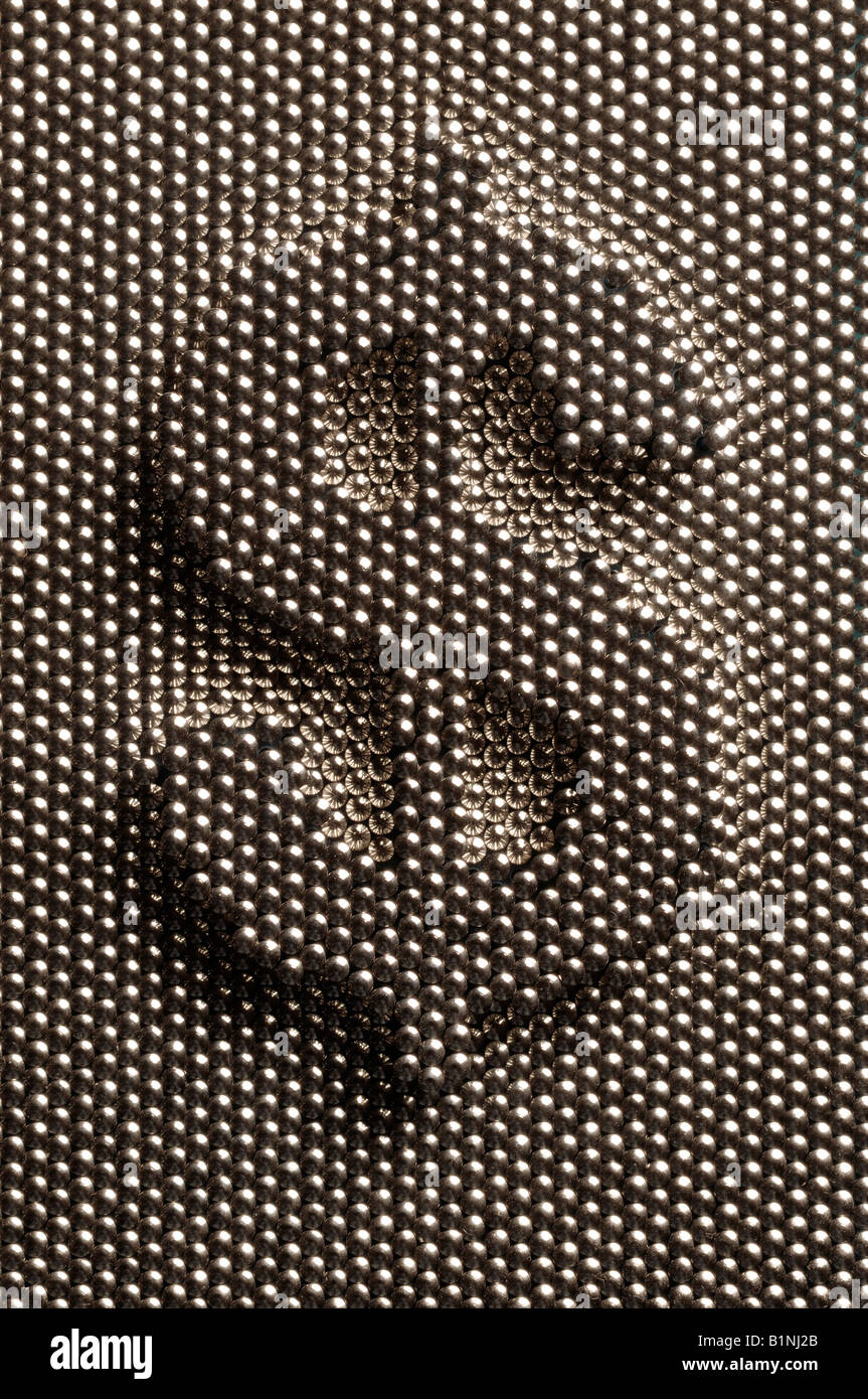 Dollar-Form in einer Matrix-Pinnwand Stockfoto