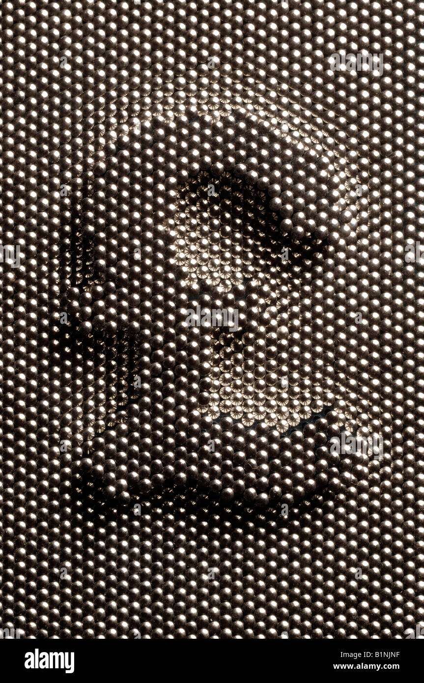 Pfund-Form in einer Matrix-Pinnwand Stockfoto