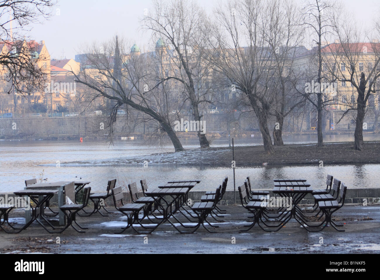 Winter auf Kampa Park in Prag, Tschechische Republik Stockfoto