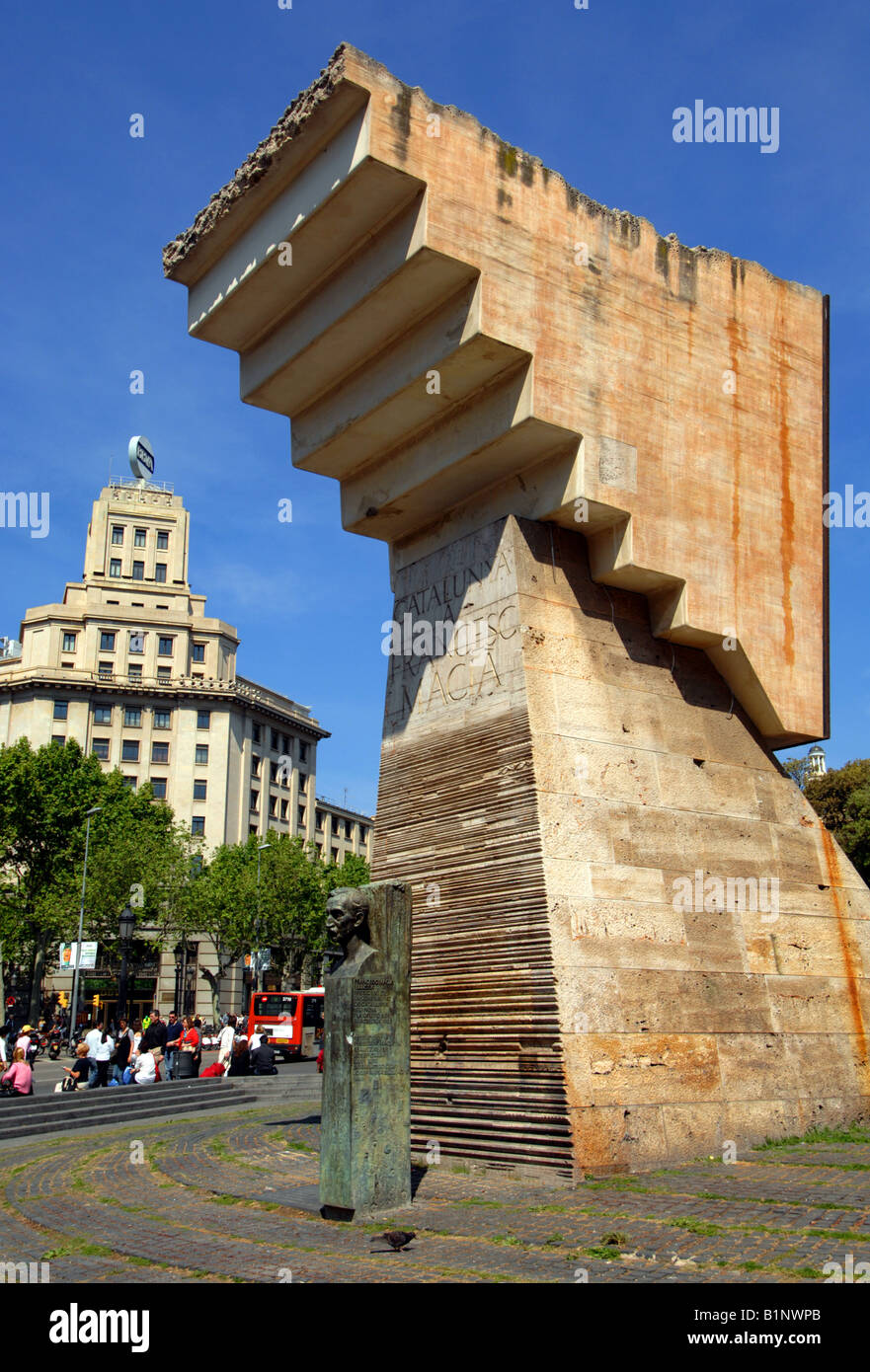 Barcelona, Plaça de Catalunya Denkmal für Francesc Macia, Barcelona, Spanien Stockfoto