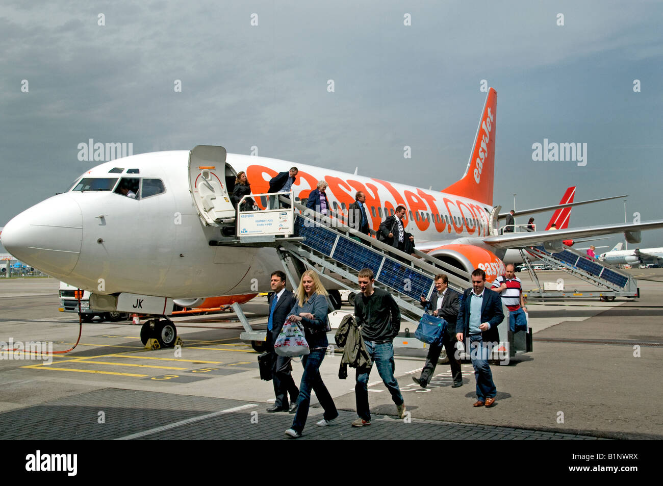 Easy Jet Schiphol Flughafen Flugzeug Amsterdam Niederlande London England Vereinigtes Königreich Stockfoto
