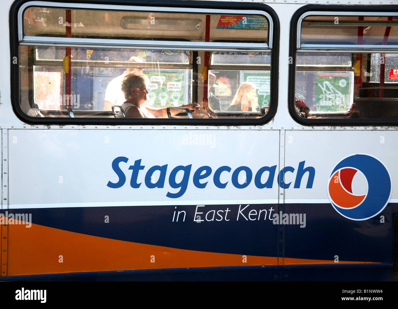 Bus mit Stagecoach-Logo, England Stockfoto