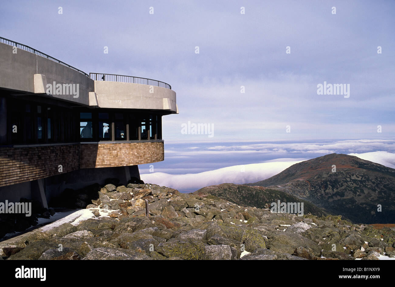 Das Observatorium auf dem Gipfel des Mt Washington in New Hampshire Stockfoto