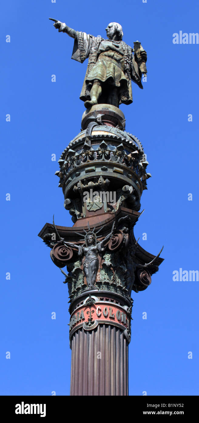 Christopher Columbus Säule und Statue, Barcelona, Spanien Stockfoto