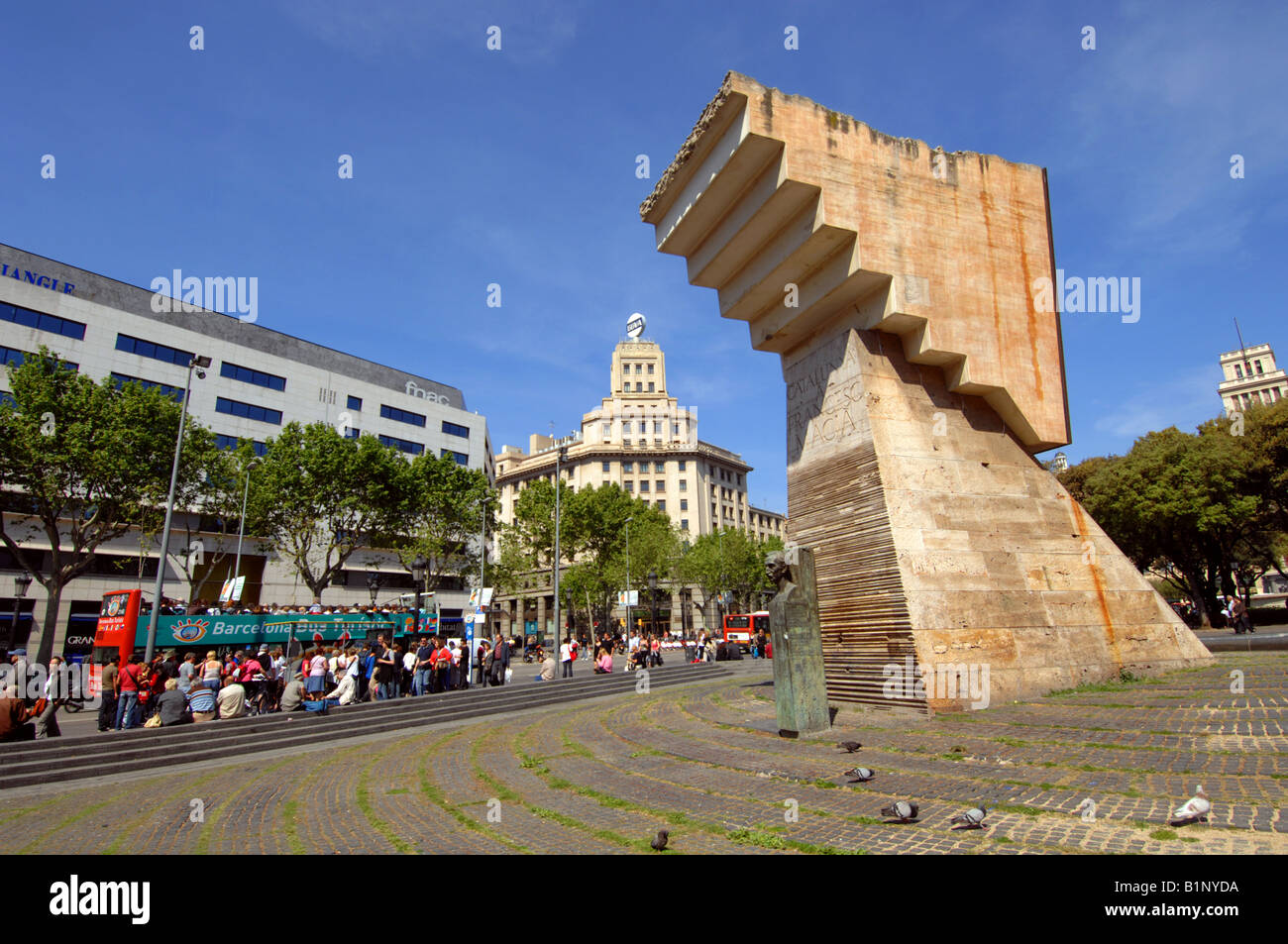 Barcelona, Plaça de Catalunya Denkmal für Francesc Macia, Barcelona, Spanien Stockfoto