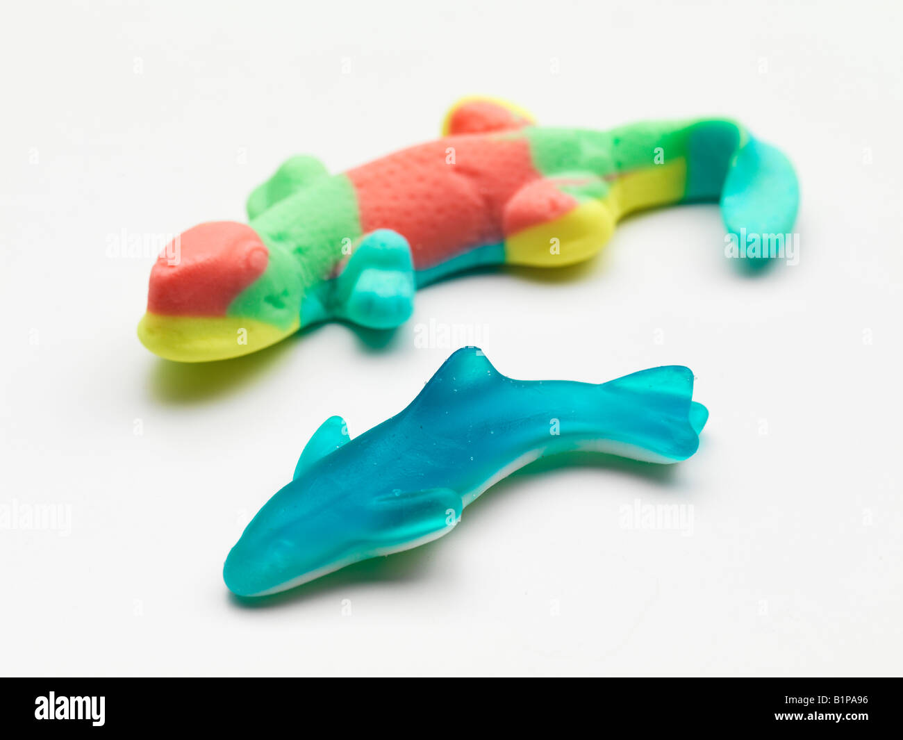 Süßigkeiten Gummibärchen gummiartigen Form gestalten aussehen Ähnlichkeit Kind Kinder zu essen, um Zahn Zucker Zahn Karies Delphin Eidechse kauen Stockfoto