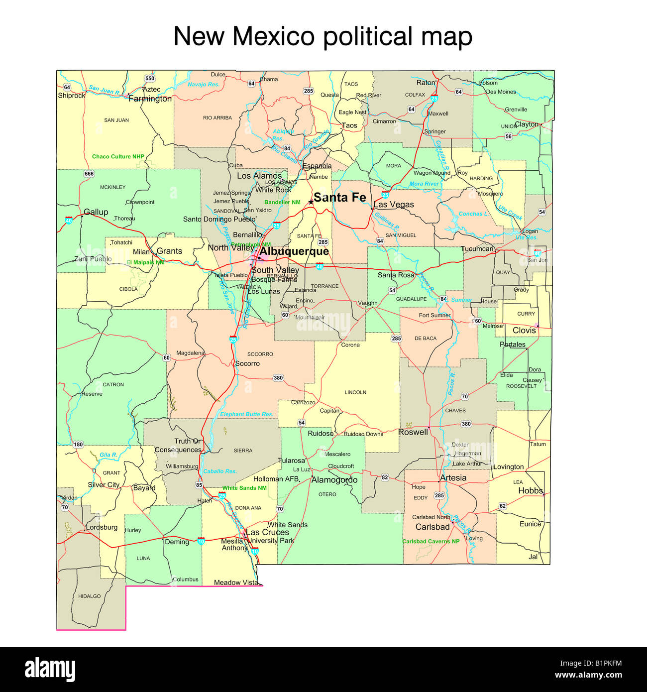 New-Mexico Zustand politische Karte Stockfoto