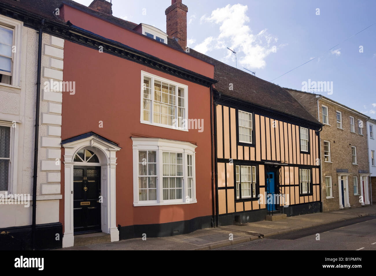 Häuser in Whiting Straße in Bury St Edmunds, UK Stockfoto