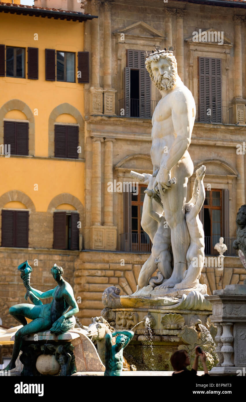 Statue von Neptun in Piazza della Signoria Florenz Stockfoto
