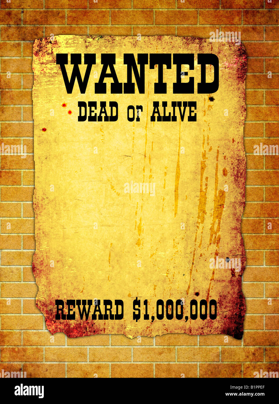 Retro "Wanted" Poster im Wildwest-Stil. Setzen Sie einfach Ihr Foto auf. Stockfoto