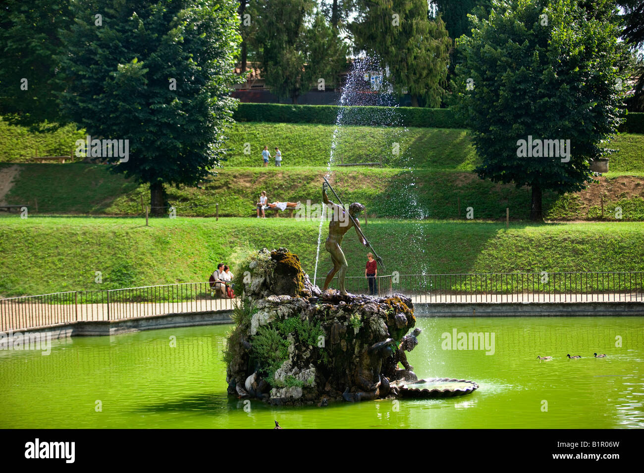 Brunnen in den Boboli Gärten in Florenz Stockfoto