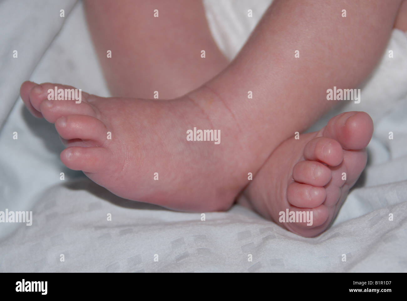 Ein neugeborenes Baby Füße. Stockfoto