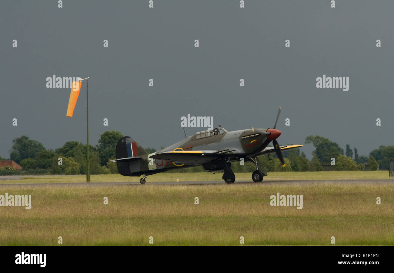 Hawker Hurricane Rollen am Flugplatz Stockfoto