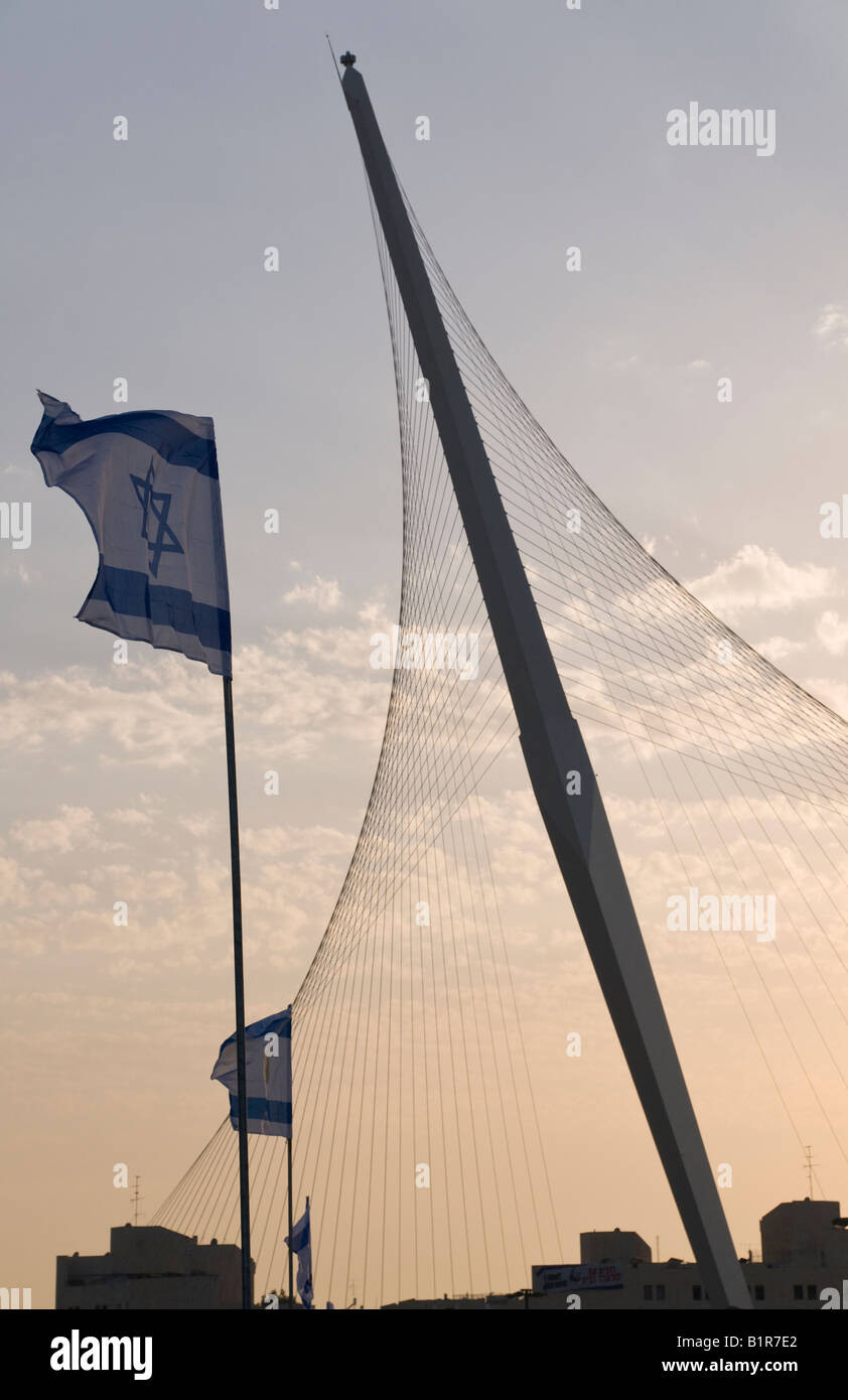 Israel Jerusalem String Brücke am Eingang der Stadt, entworfen von Santiago Calatrava Stockfoto