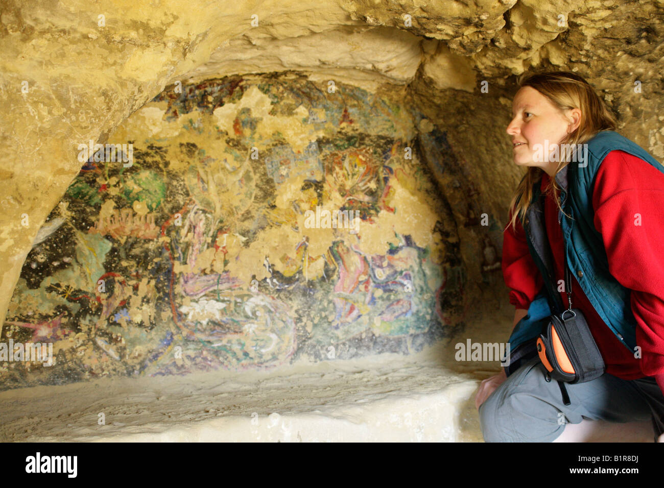 Höhle am Strand von Matala auf Kreta in Griechenland Stockfoto