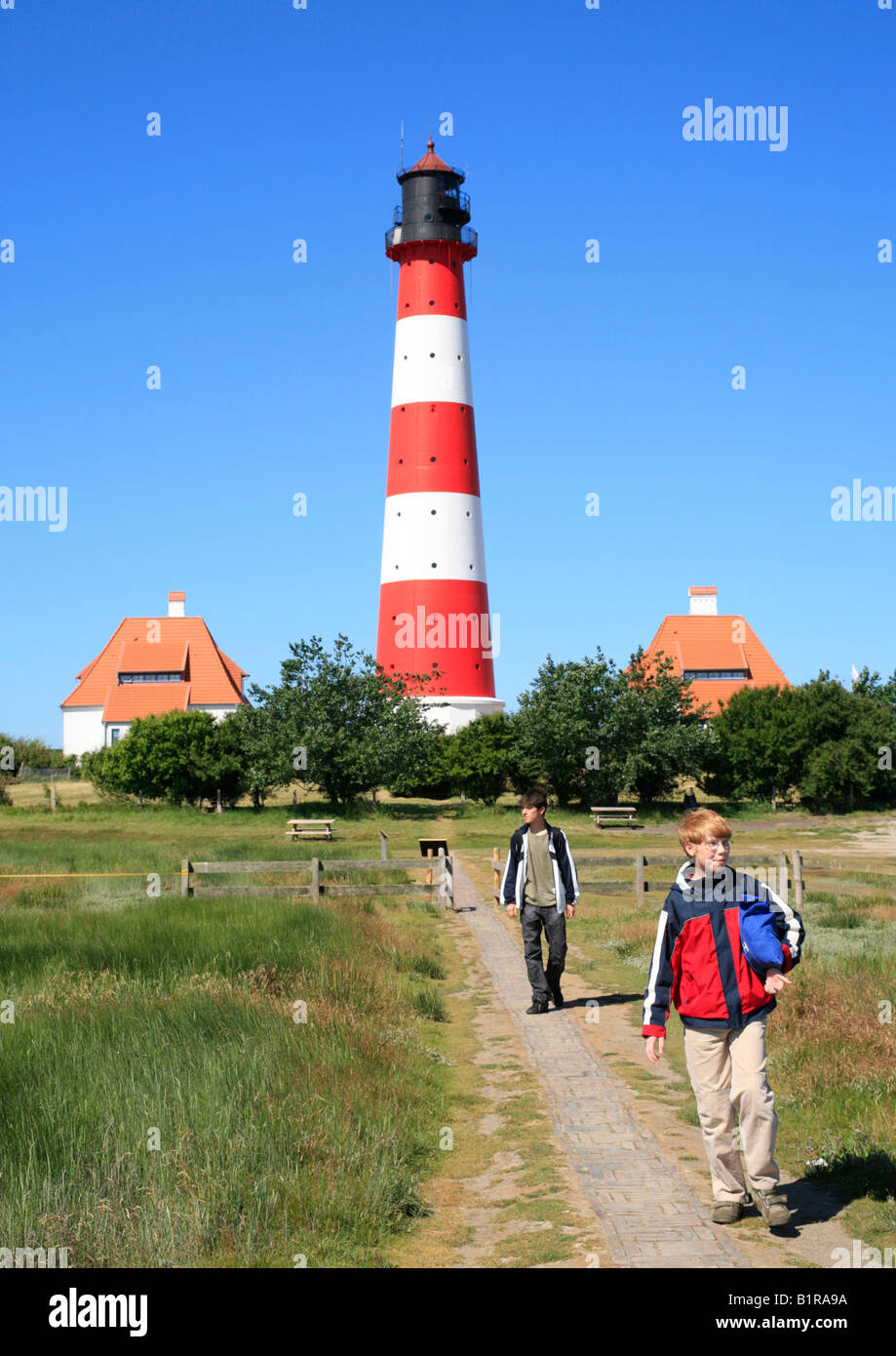 Westerhever Leuchtturm, Nordseeküste, Norddeutschland Stockfoto