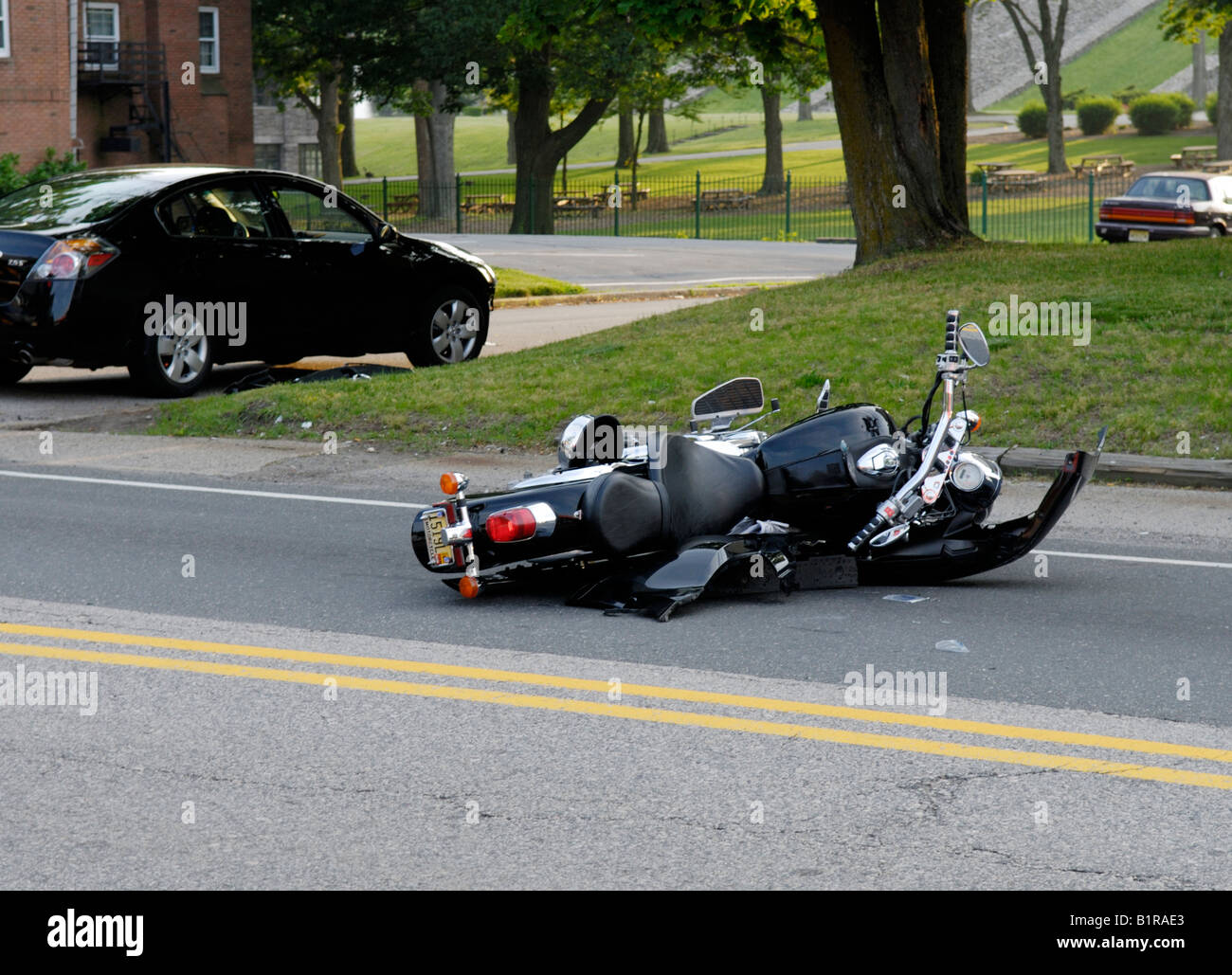 Motorrad-Unfall Stockfoto