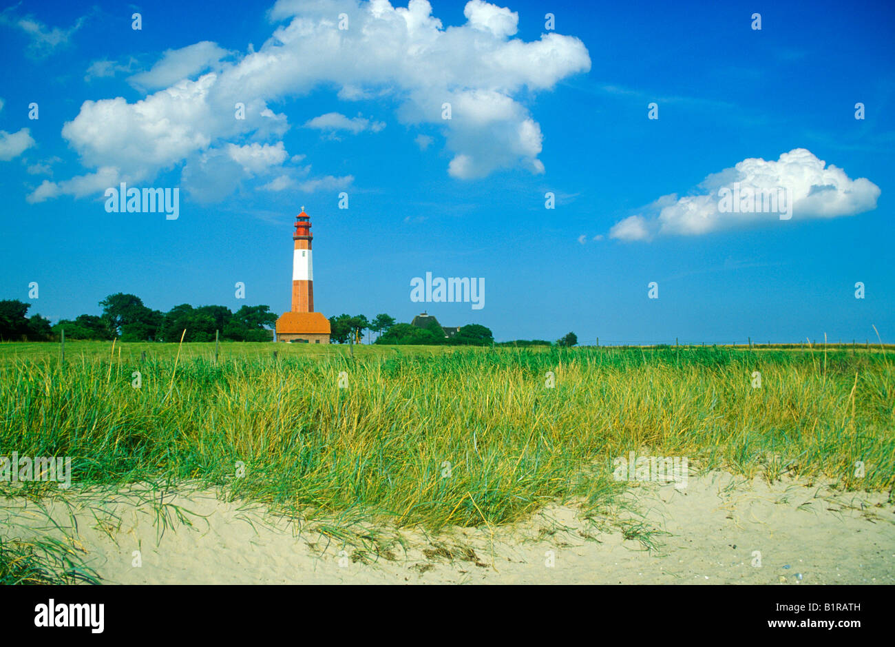 Leuchtturm von Fluegge auf der Insel Fehmarn, Ostseeküste, Norddeutschland Stockfoto