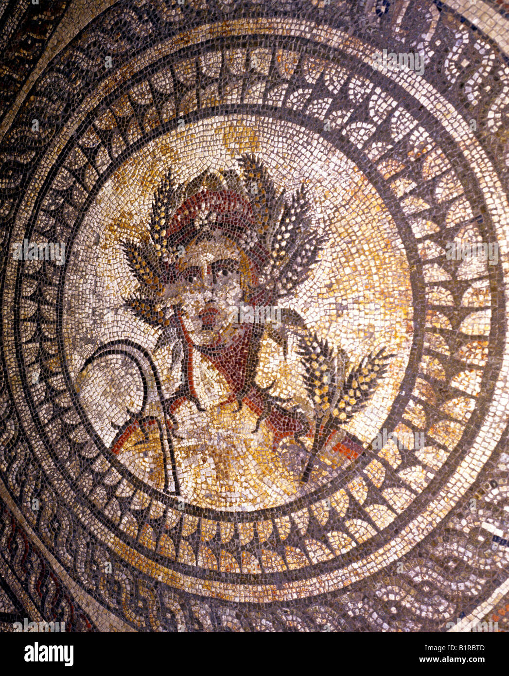 Römisches Mosaik Britanniens Museum Cirencester Mosaiksteine England Gloucestershire UK Estrich Großbritannien Mosaiken Fußböden Stockfoto
