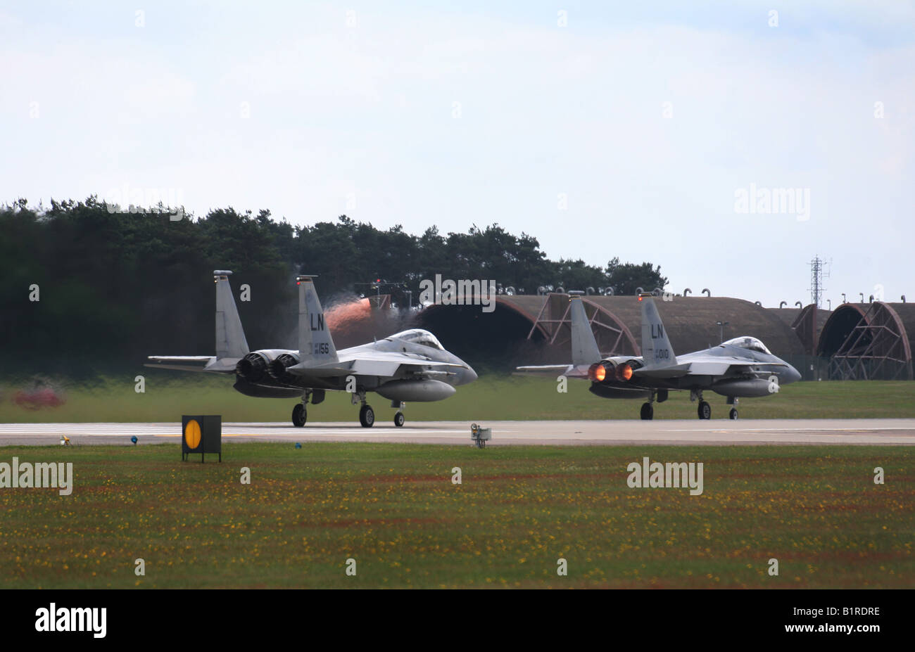 RAF Lakeneath F-15 dem Start Stockfoto