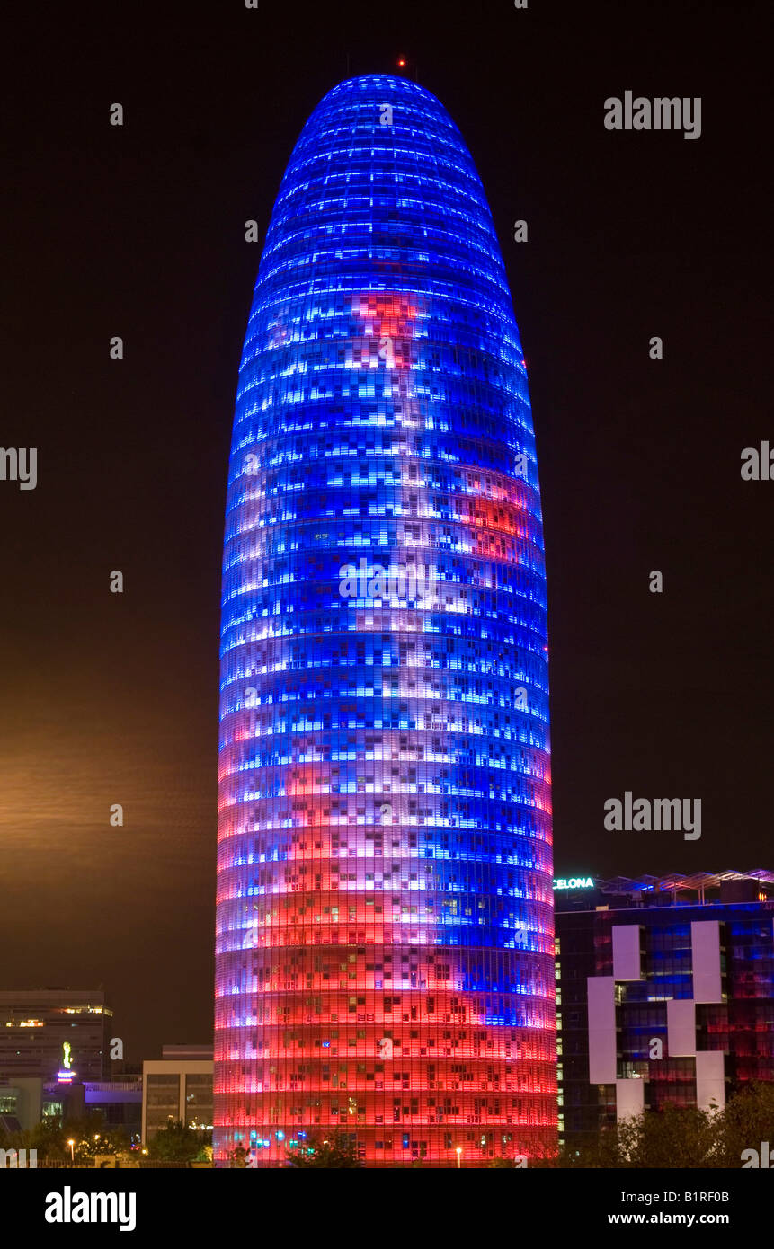 Torre Agbar, Agber Turm, das neue Wahrzeichen von Barcelona, Spanien, Europa Stockfoto