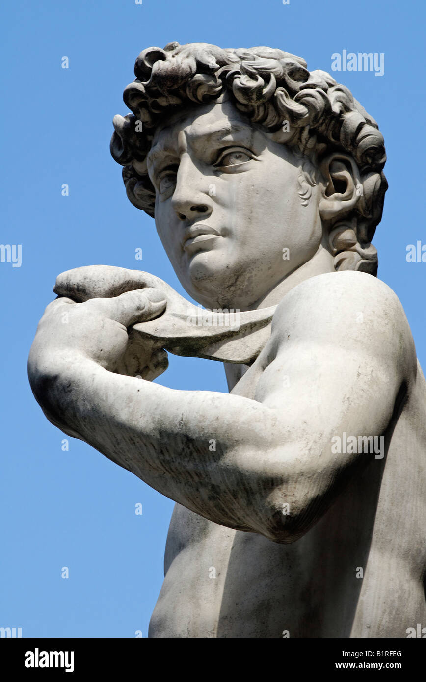 Detail der Renaissance Statue des David von Michelangelo Buonarroti, Florenz, UNESCO World Heritage Site, Toskana, Italien, Eur Stockfoto