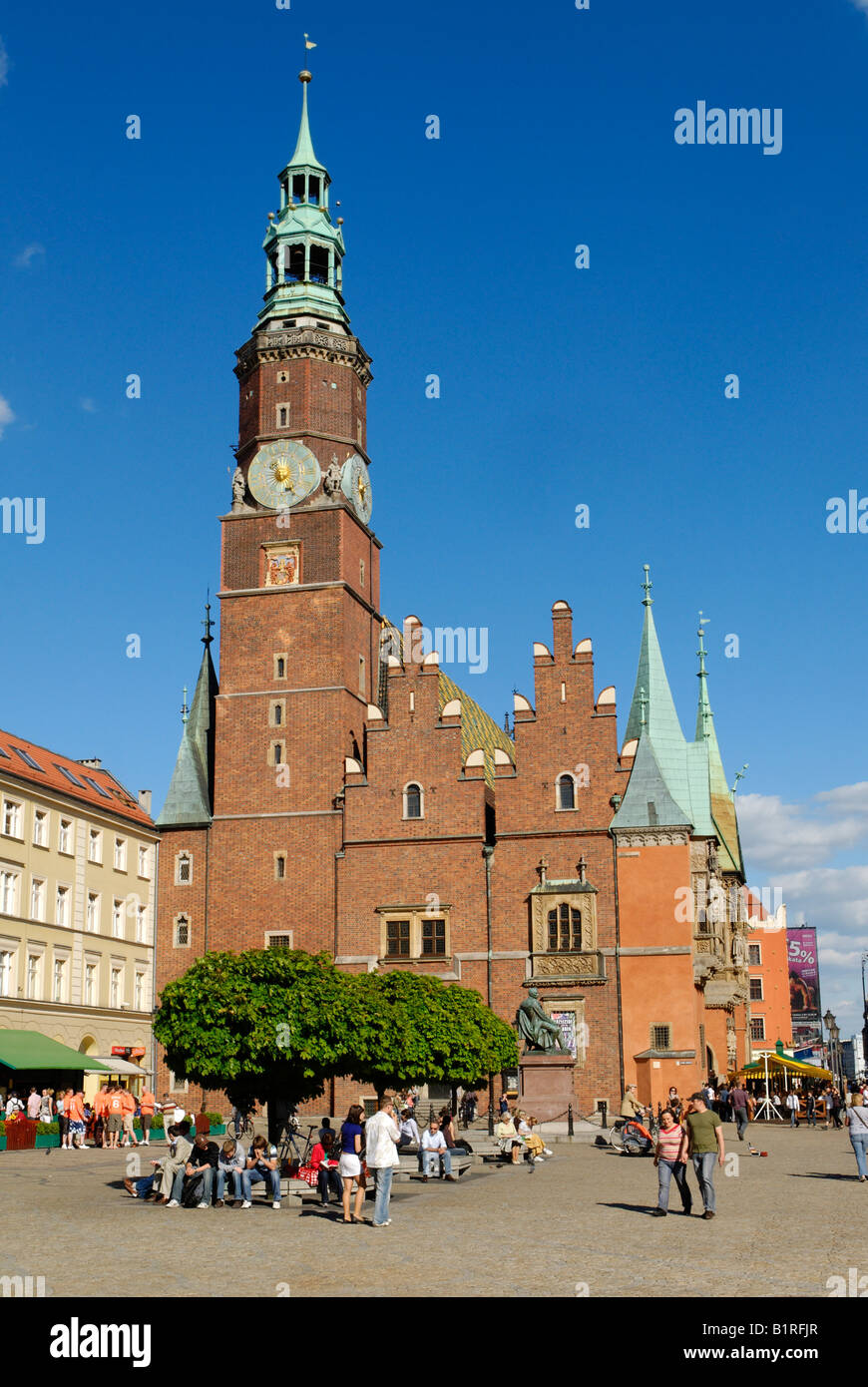 Markt Platz Rynek von Breslau mit Rathaus, die Tuchhallen, Gewandhaus oder Tuchmacher Halle, Breslau, Schlesien, Polen, Europa Stockfoto