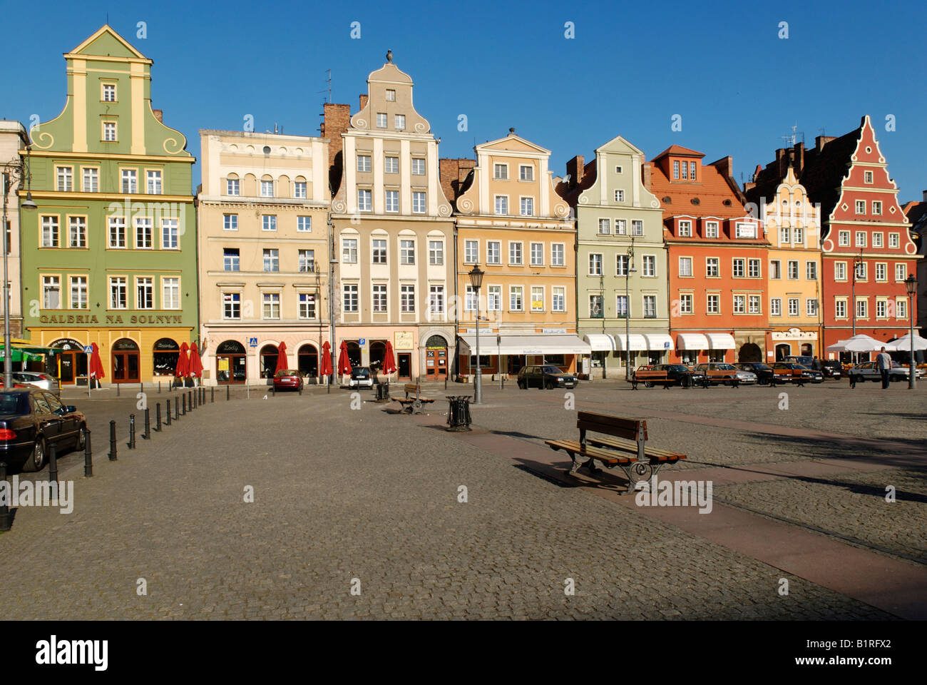 Plac Solny Marktplatz Rynek oder Hauptplatz von Breslau, Schlesien, Polen, Europa Stockfoto
