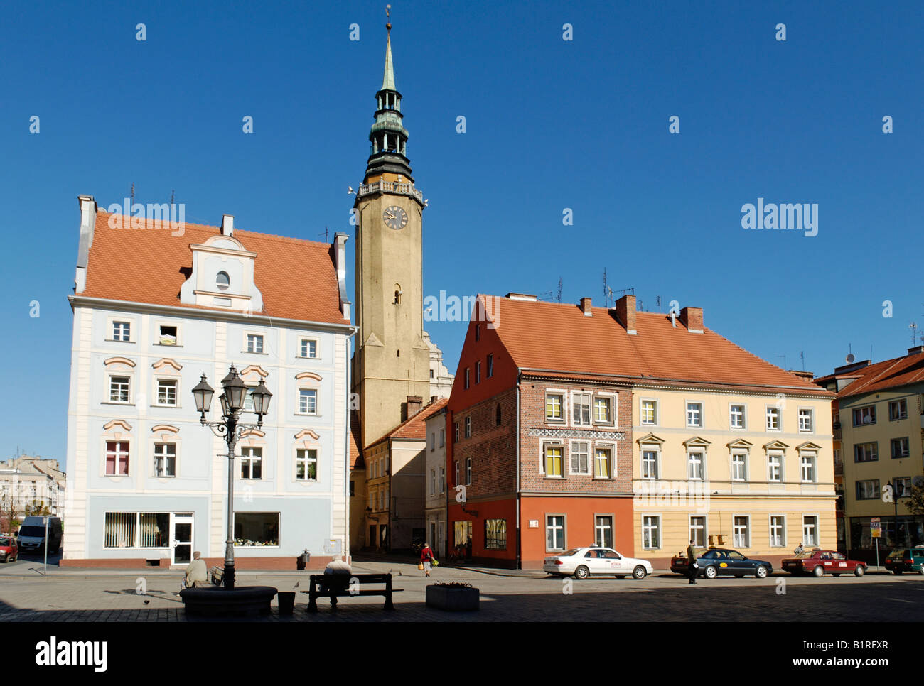 Marktplatz oder Rynek, Brzeg, Schlesien, Polen, Europa Stockfoto