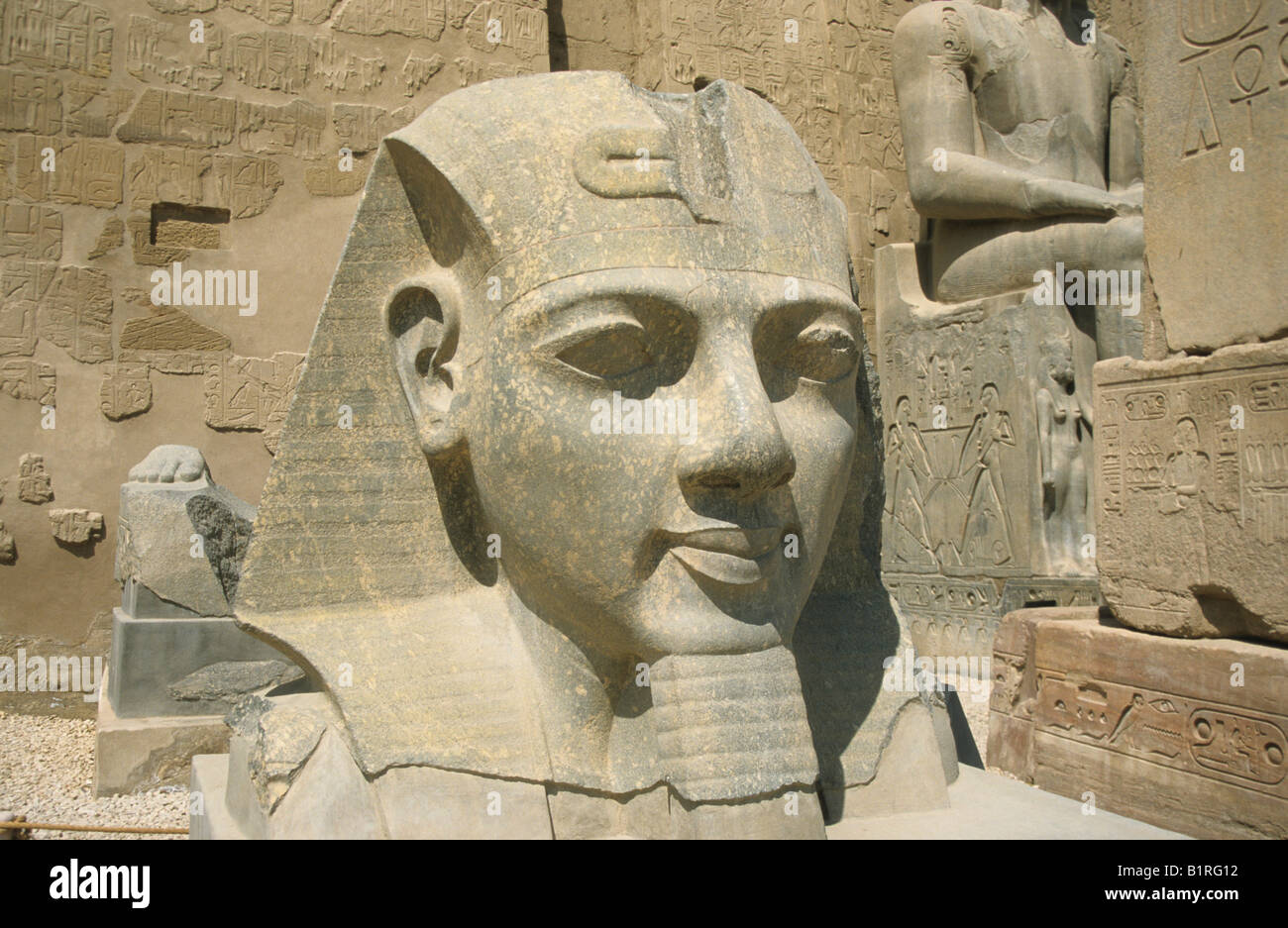 Stein-Statue von Ramses II. auf den Karnak Tempel, Luxor, Ägypten, Afrika Stockfoto