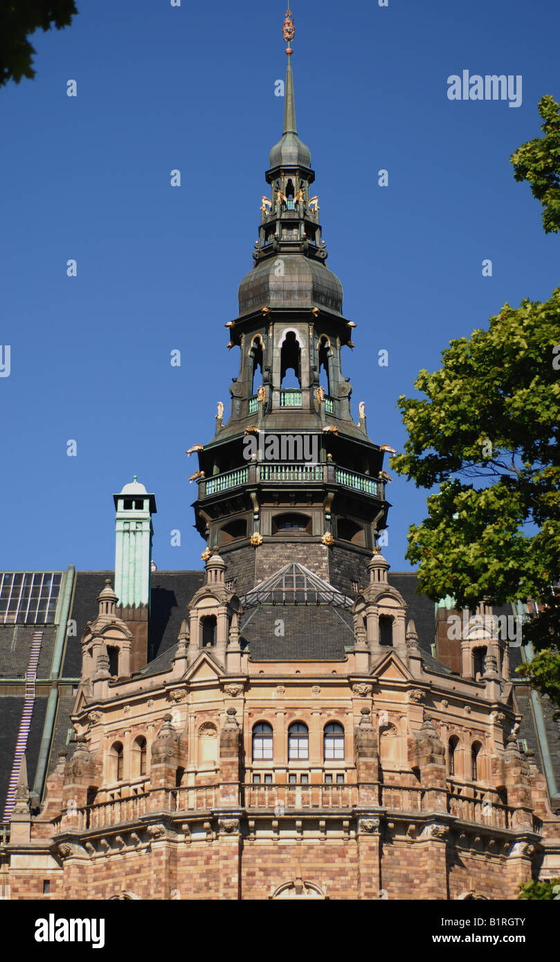 attraktive Turm auf dem Dach des nordischen Kulturmuseum - Stockholm - Schweden Stockfoto