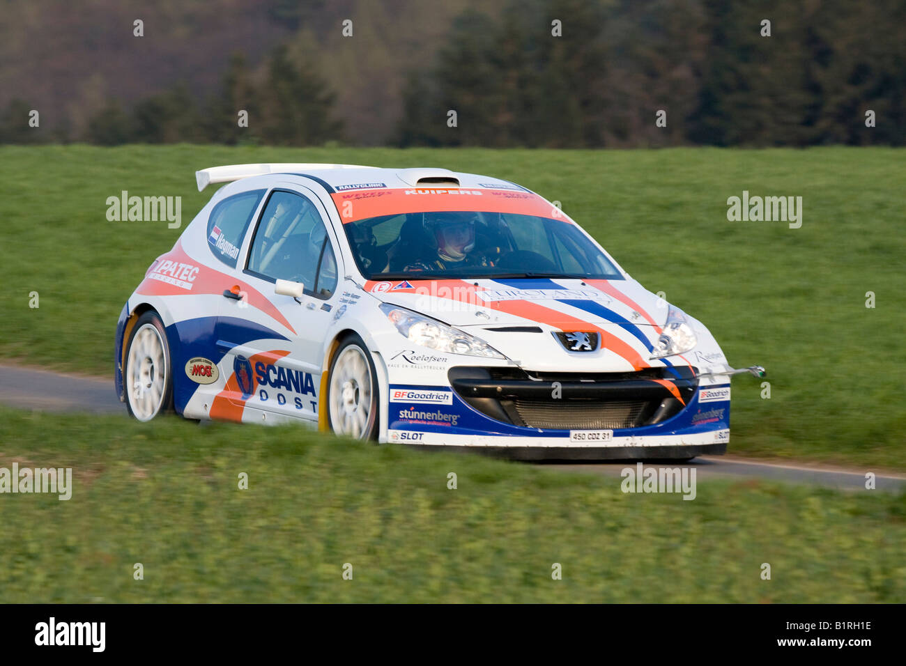Peugeot 207, Vogelsberg Rallye 2008 deutsche Meisterschaftsrennen, Hessen, Deutschland, Europa Stockfoto
