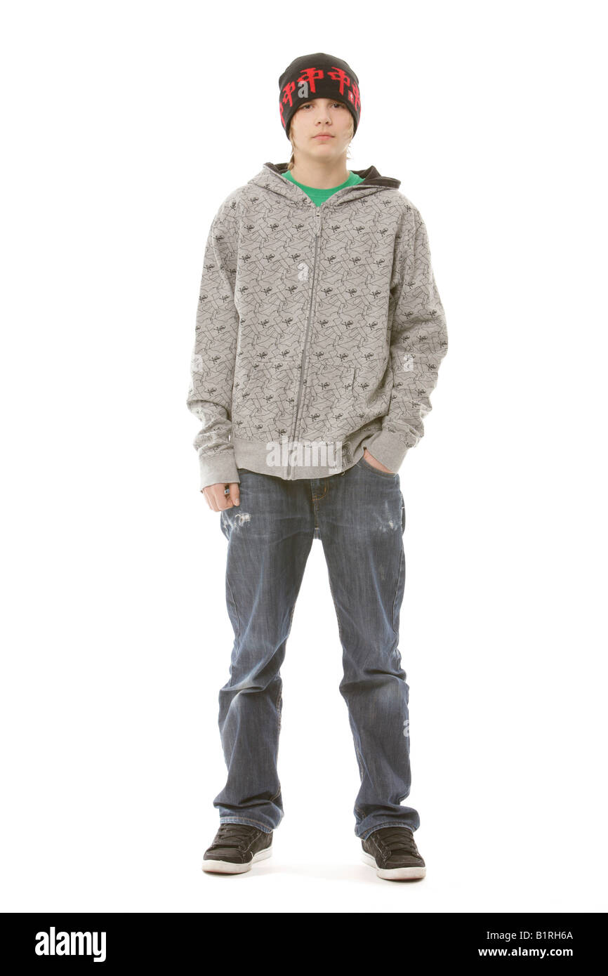 13-Year-Old Boy in einem coolen outfit Stockfoto