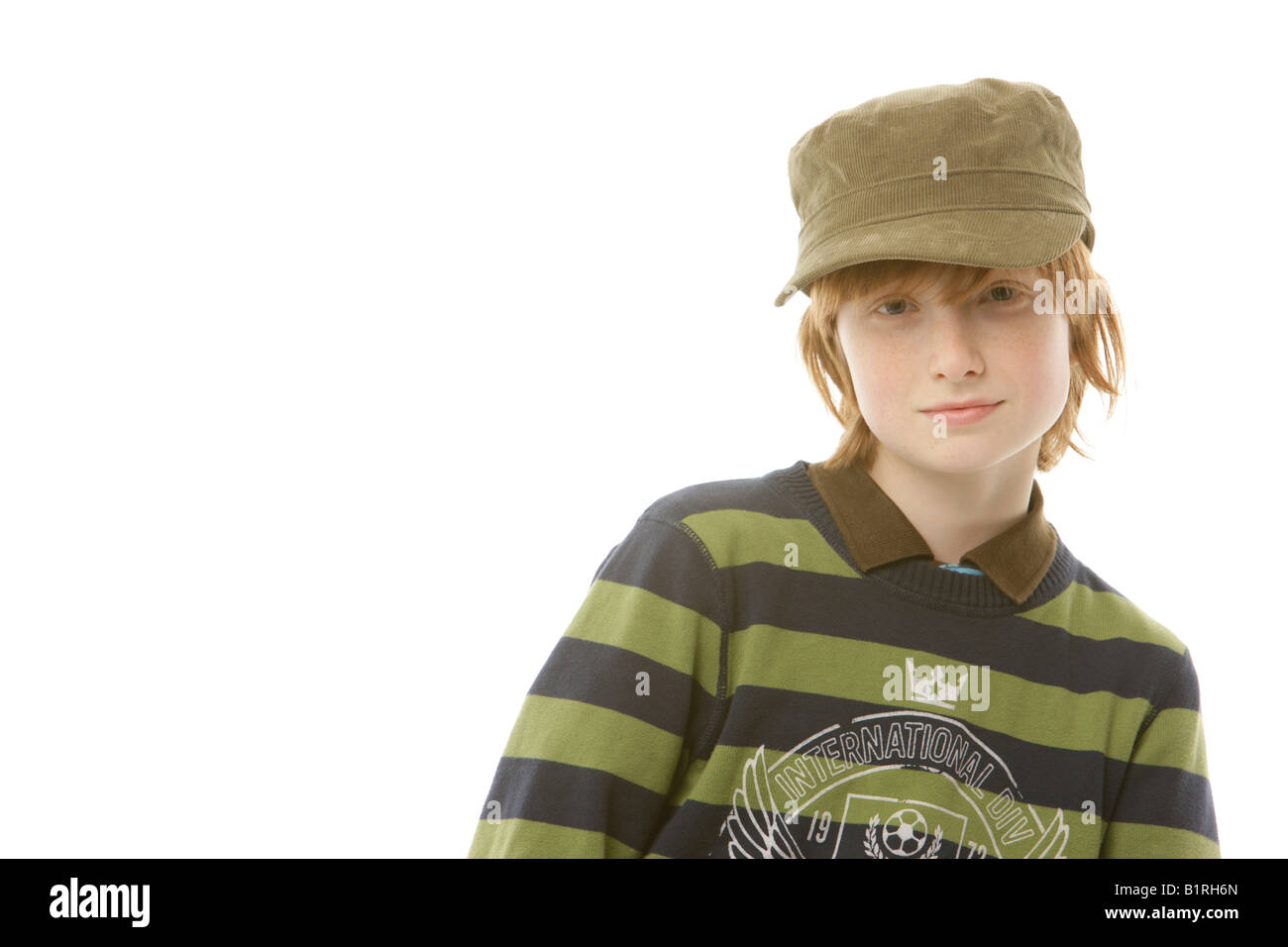 12-Year-Old Boy mit einer Mütze Stockfoto