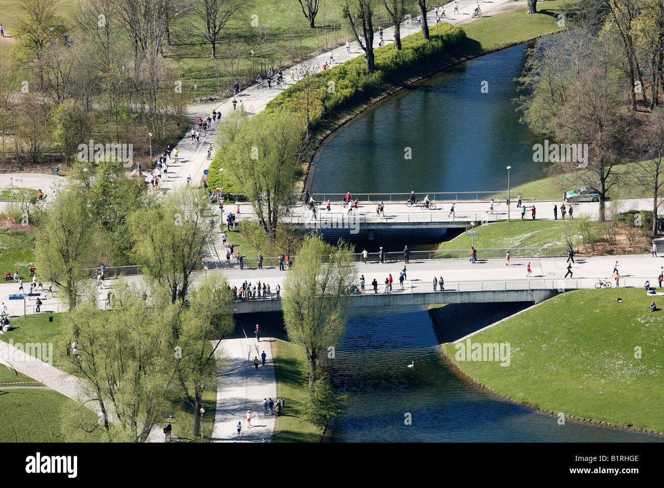 Olympia Park, Blick von der TV Turm, Munich, Bavaria, Germany, Europe Stockfoto