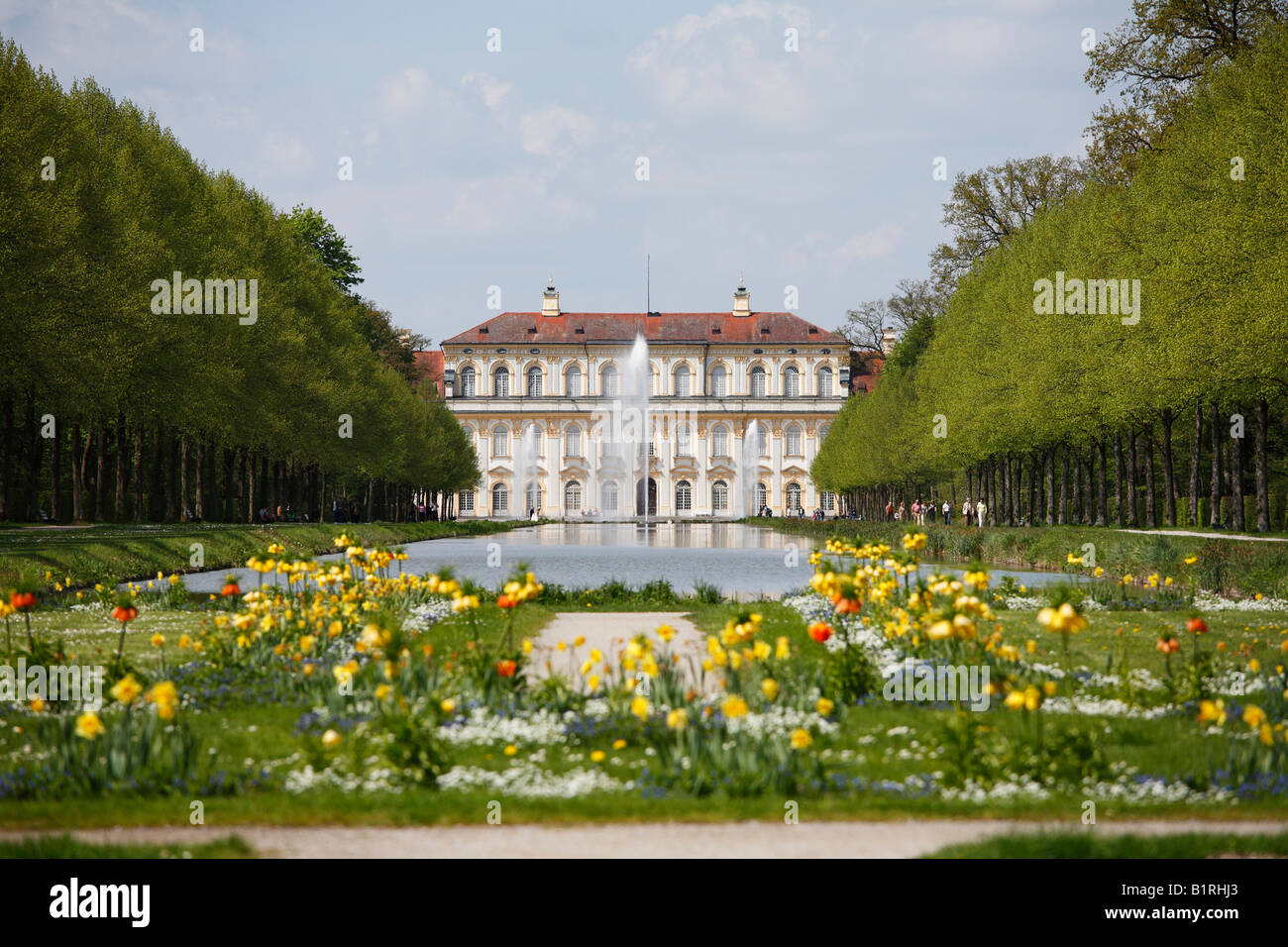 Schleißheim Palast und Garten im Innenhof, Oberschleißheim bei München, Oberbayern, Deutschland, Europa Stockfoto