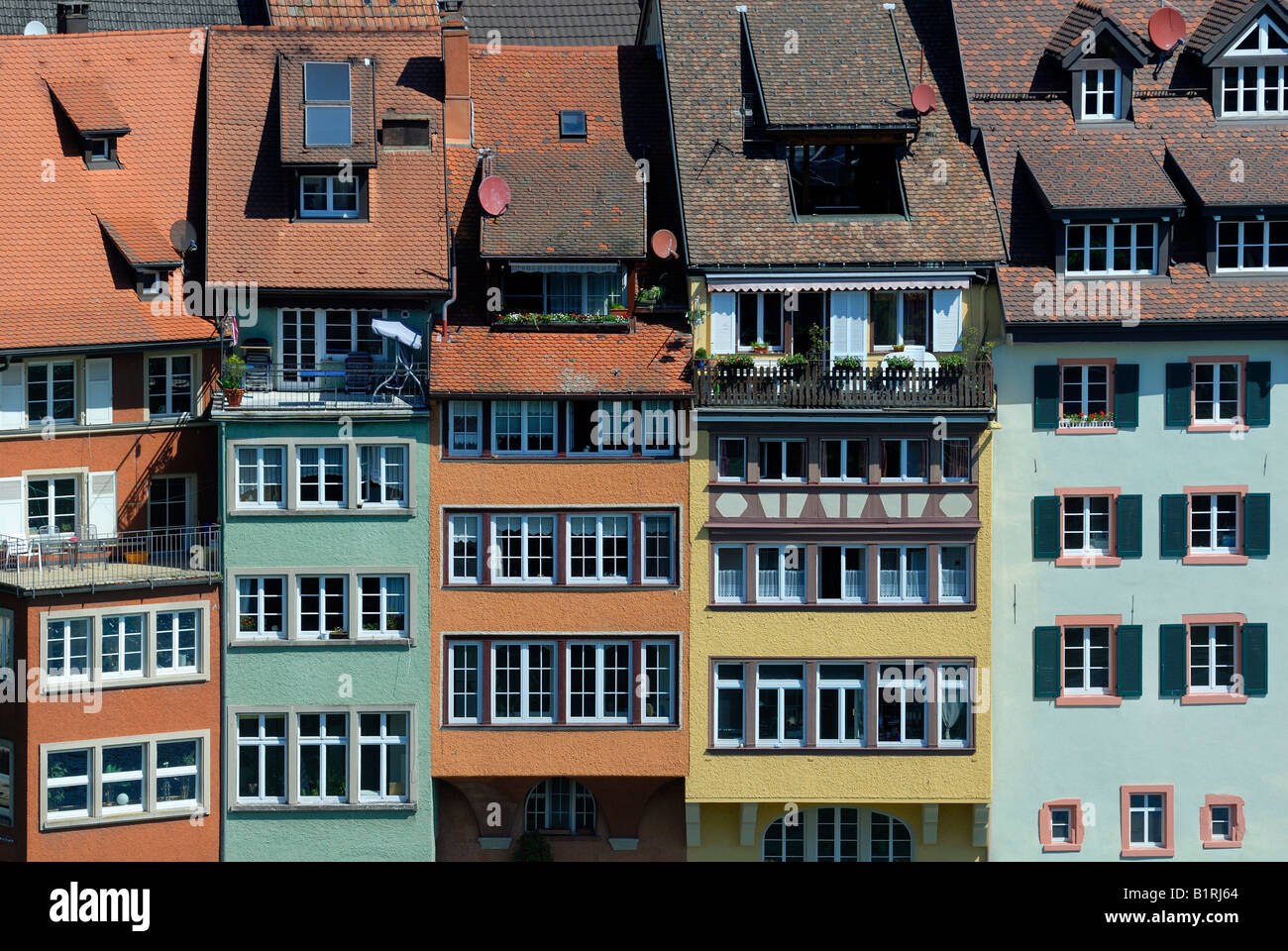 Historische Reihenhaus Häuser, Laufenburg, Kanton Aargau, Schweiz, Europa Stockfoto