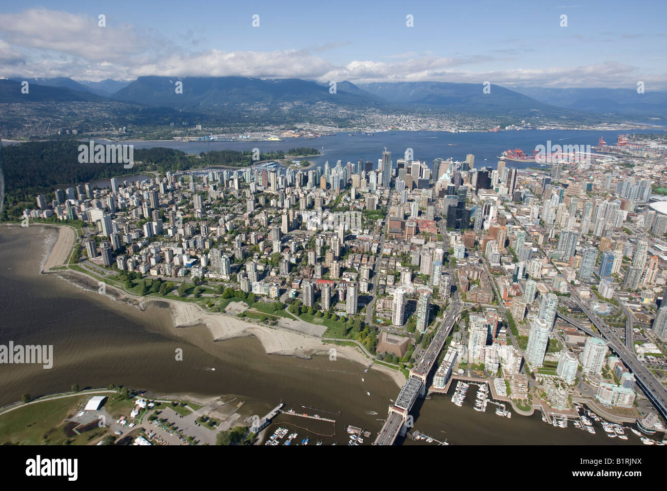 Norden False Creek und West End, Burrad Brücke, Vancouver, Britisch-Kolumbien, Kanada, Nordamerika Stockfoto