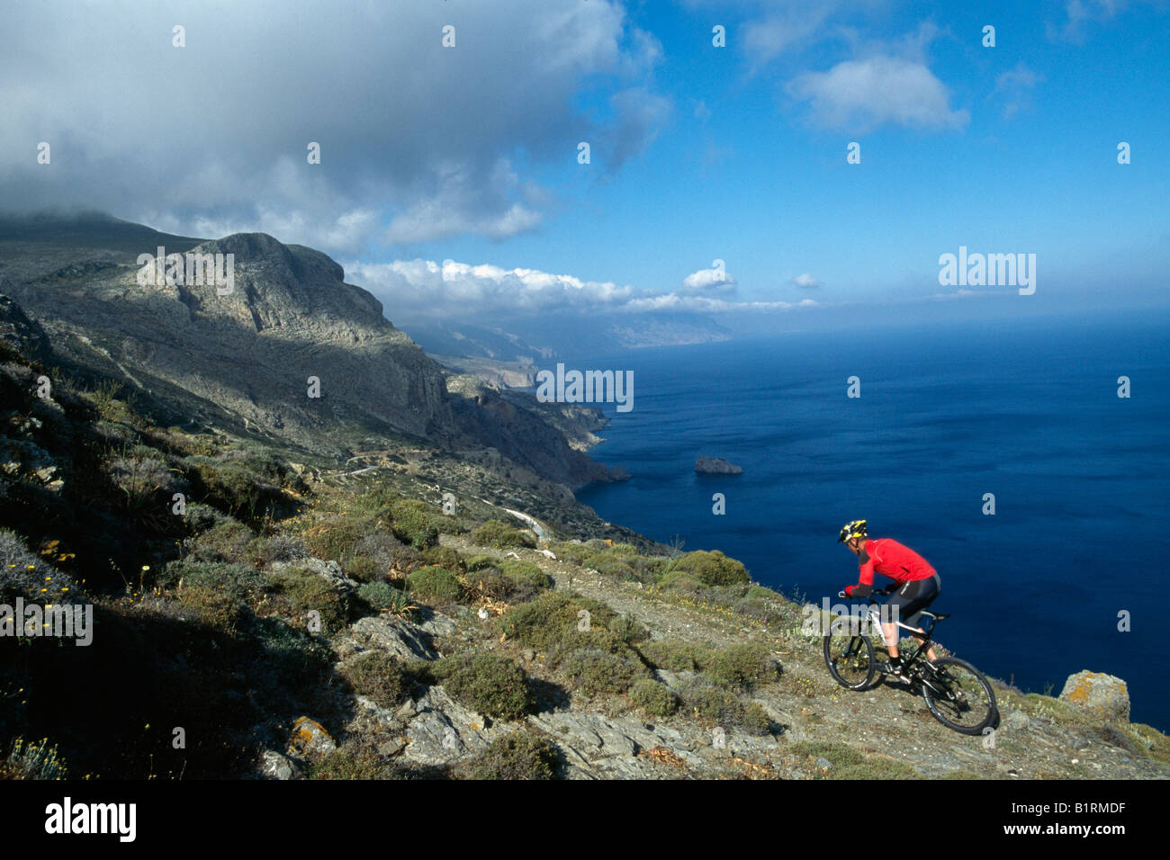 Biker, Amorgos, Kykladen, Griechenland Stockfoto
