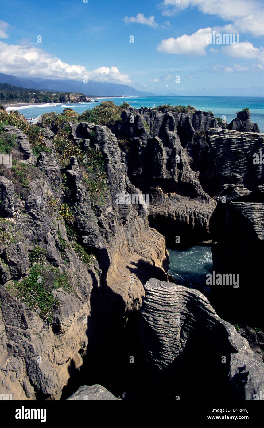 Pancake Rocks, Cape Foulwind, Südinsel, Neuseeland Stockfoto