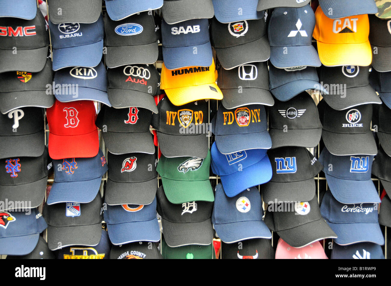 Baseball Caps, Manhattan, New York City, USA Stockfoto