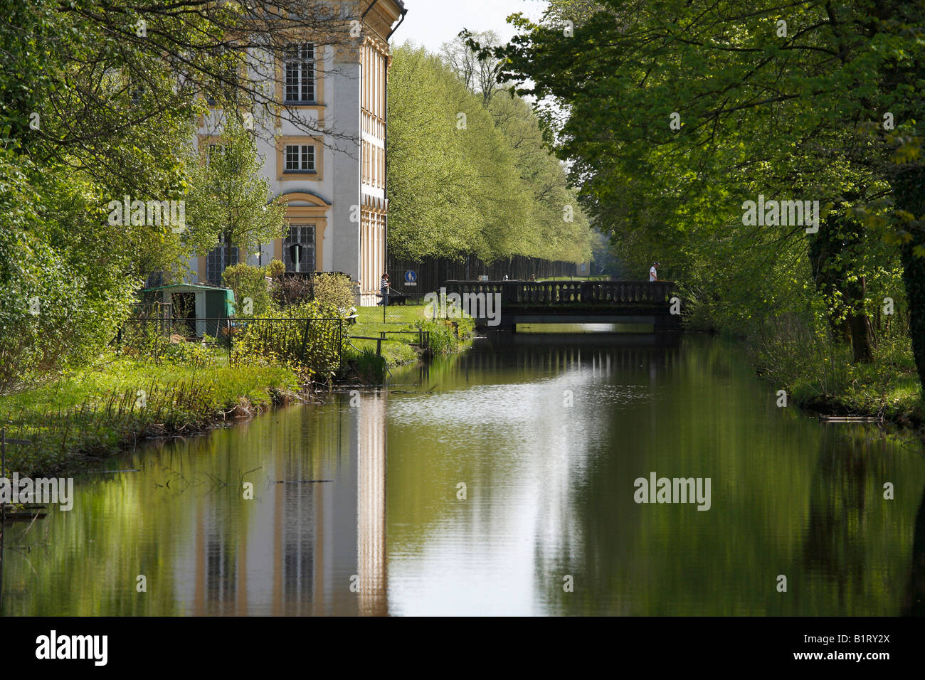 Schliessheimer Kanal, neue Schleißheim Palais, Oberschliessheim, in der Nähe von München, Oberbayern, Deutschland, Europa Stockfoto