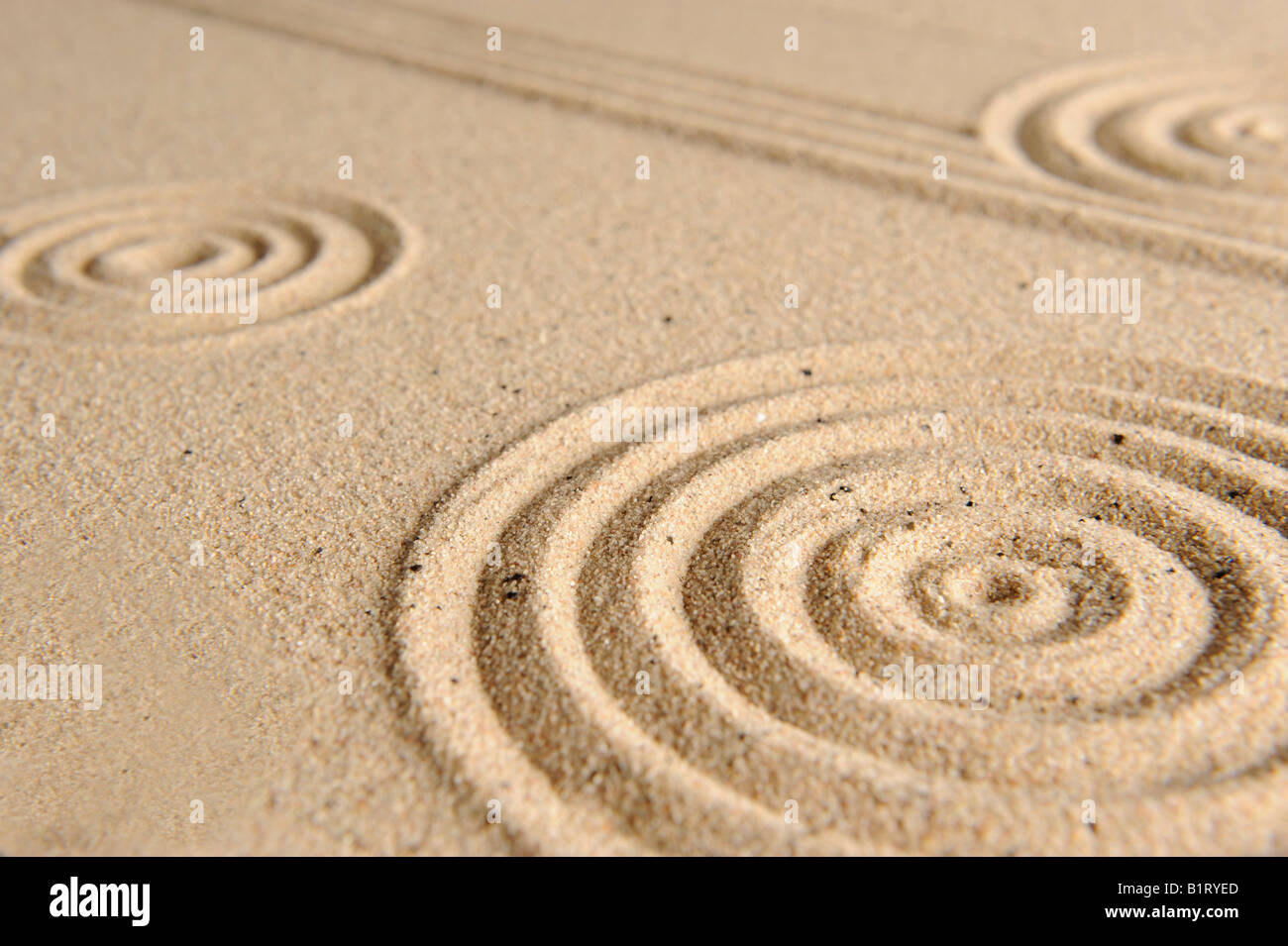 Sand Textur, Muster in den Sand gezeichnet Stockfoto