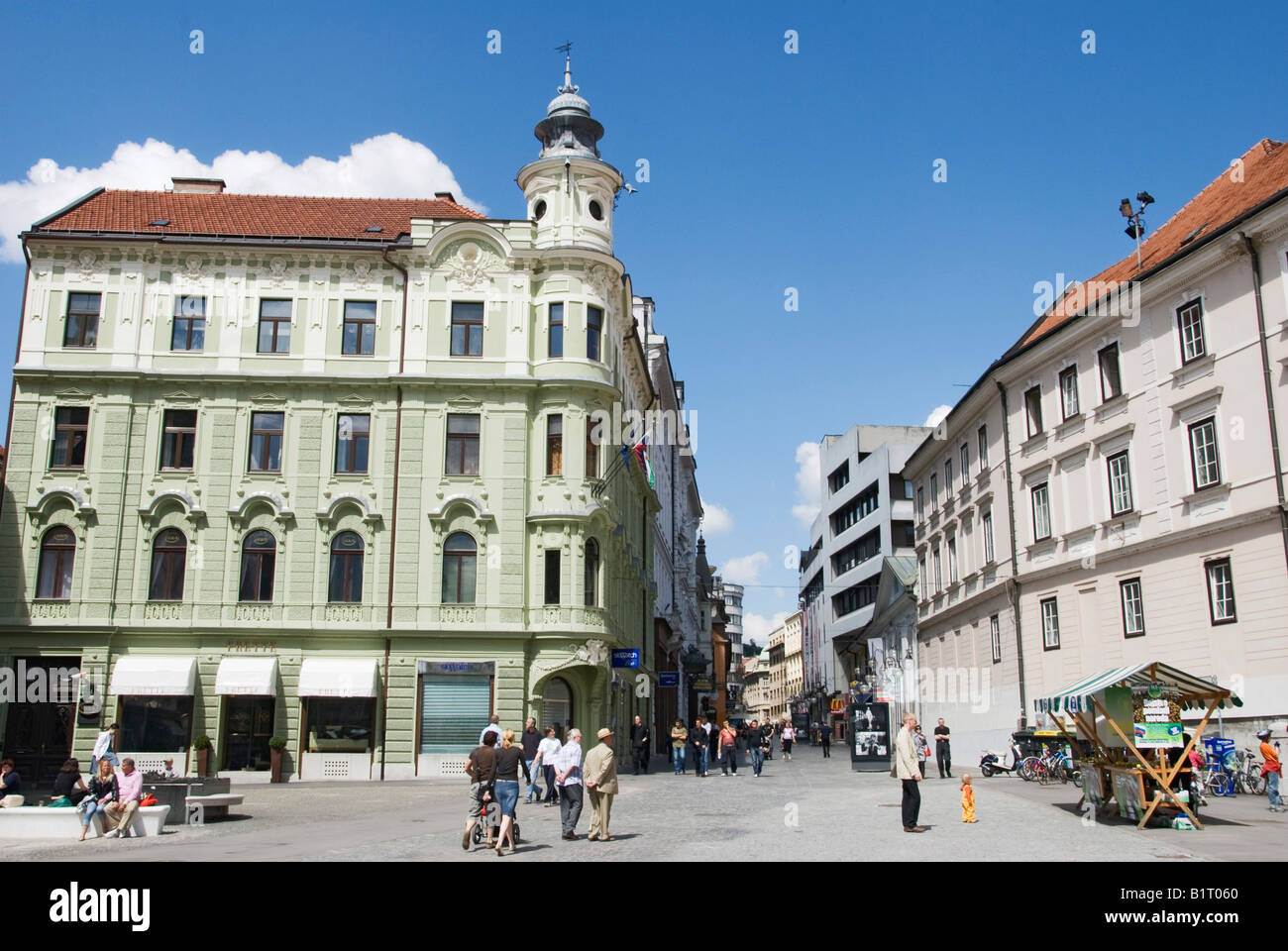 Art-Nouveau-Stil Haus, Preseren-Platz, Laibach, Slowenien, Europa Stockfoto