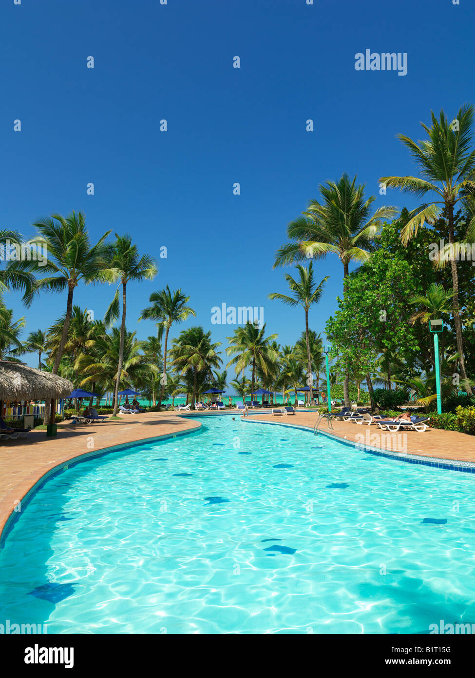 Dominikanische Republik Punta Cana Bavaro Beach Pool im resort Stockfoto