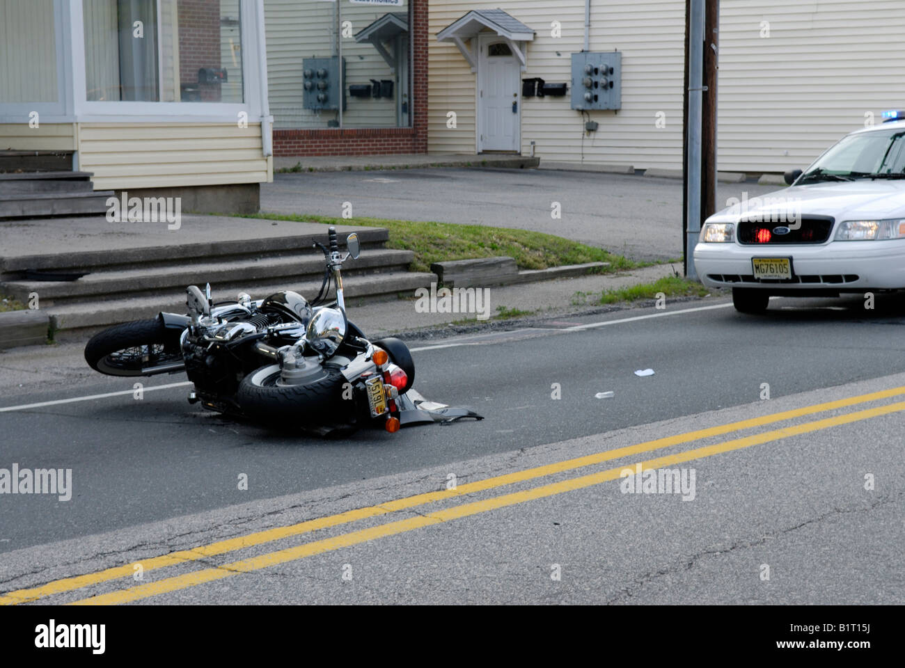 Motorrad-Unfall Stockfoto