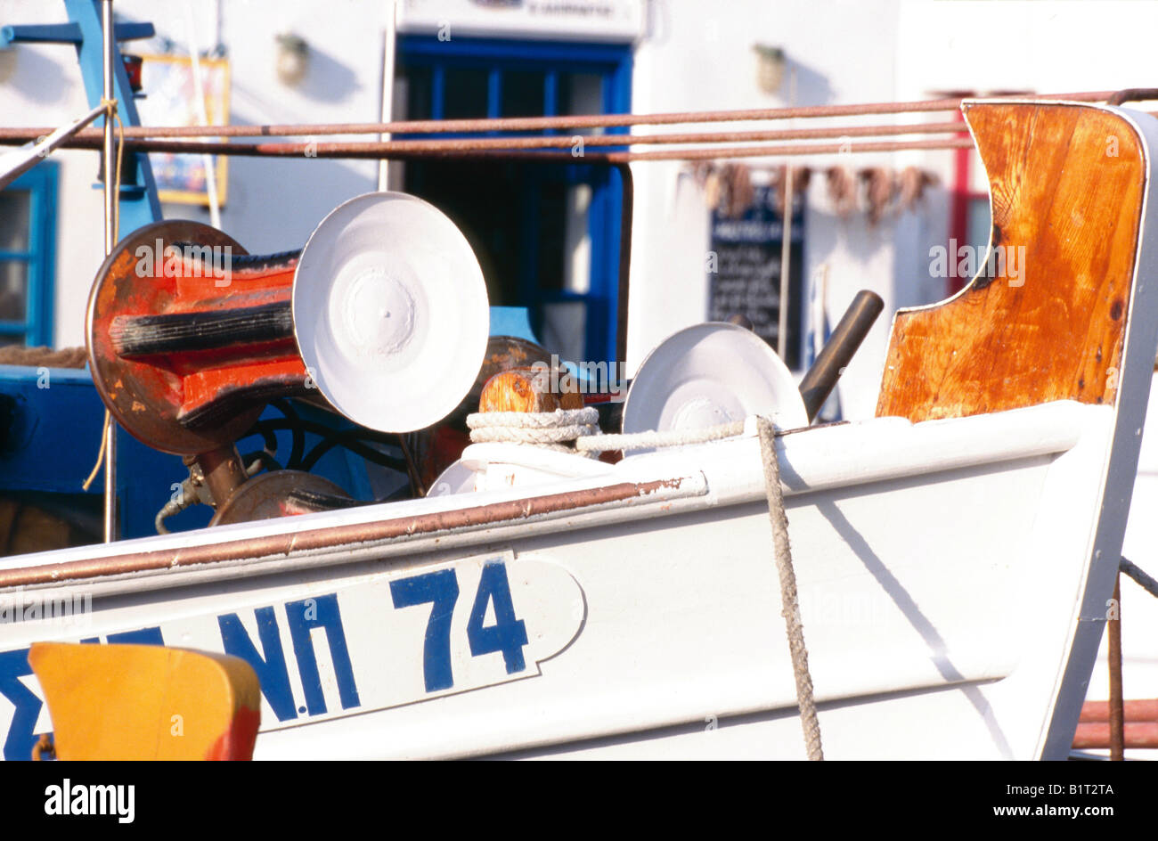 alten Hafen Naoussa Insel Paros Kykladen Griechenland Stockfoto