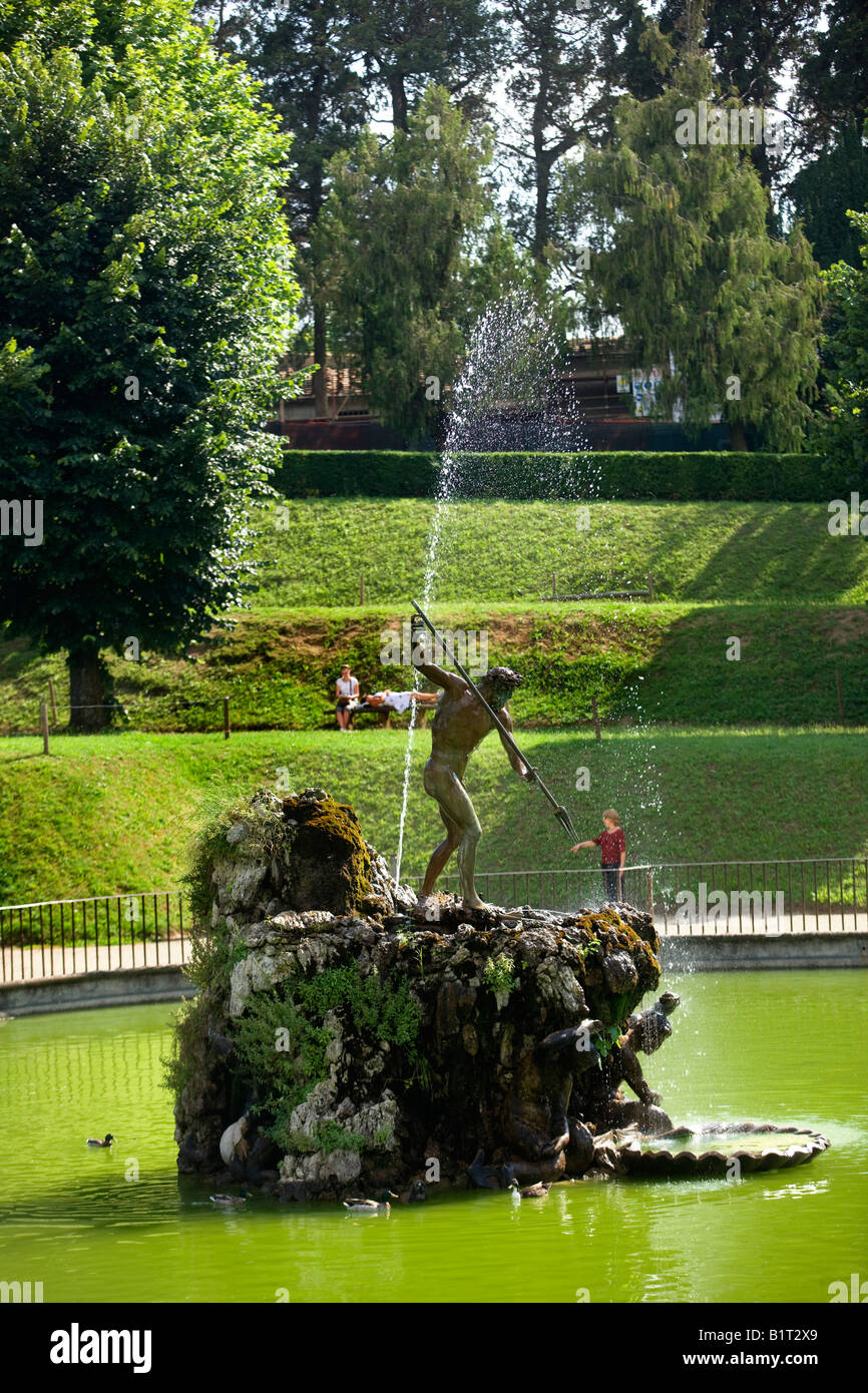 Brunnen in den Boboli Gärten in Florenz Stockfoto